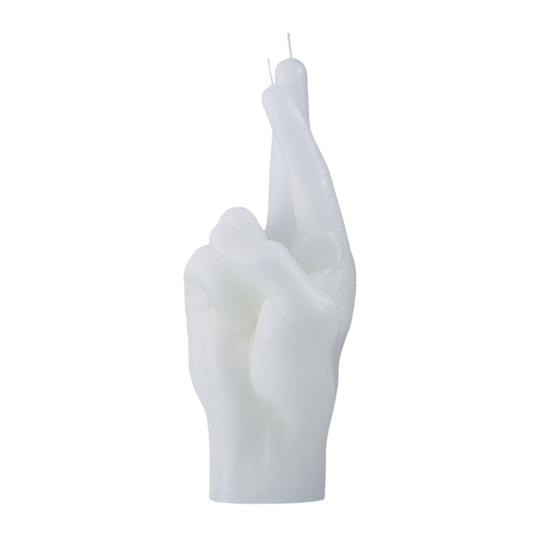 Candle Crossed Fingers | White