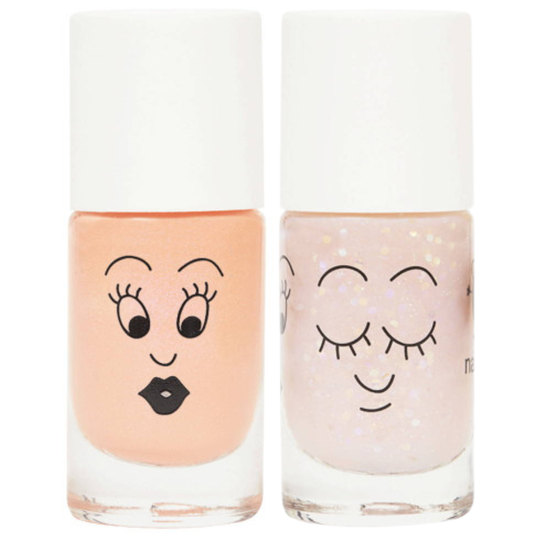 Nailmatic Kid Nail Polish Set | Neon Coral & Clear Glitter Pink