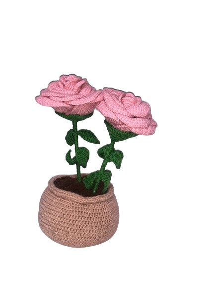 Crochet Handmade Vase with two flowers