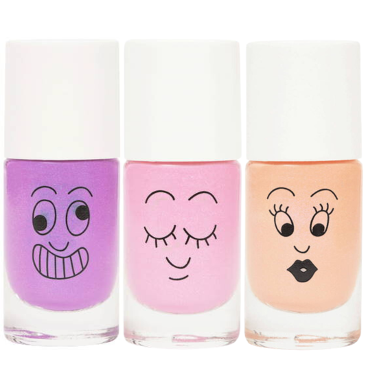 Nailmatic Kids Nail Polish Paris Set | Pearly Neon Lilac, Pearly Neon Pink & Pearly Neon Coral