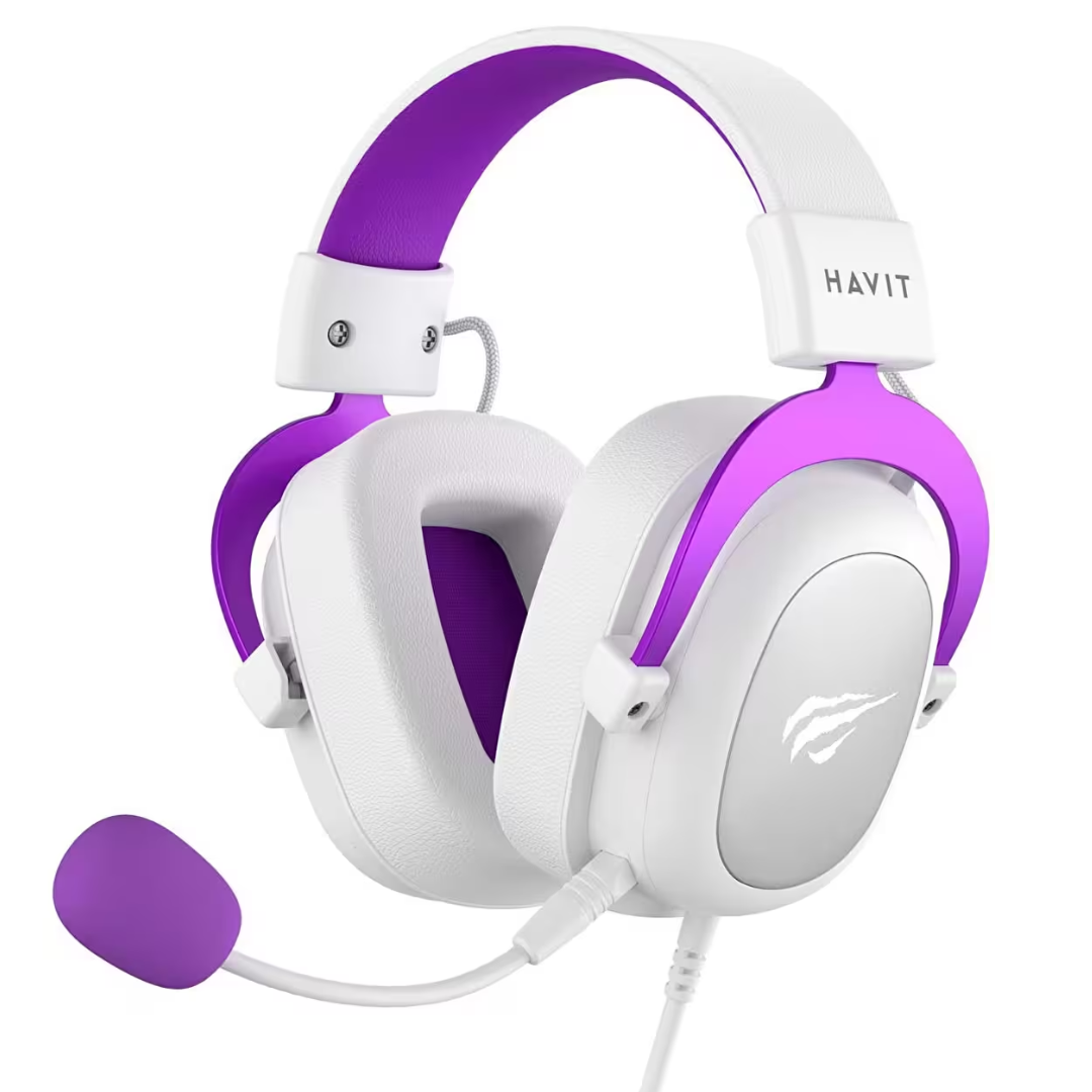 Havit Gaming Headphones With Mic | Purple & White