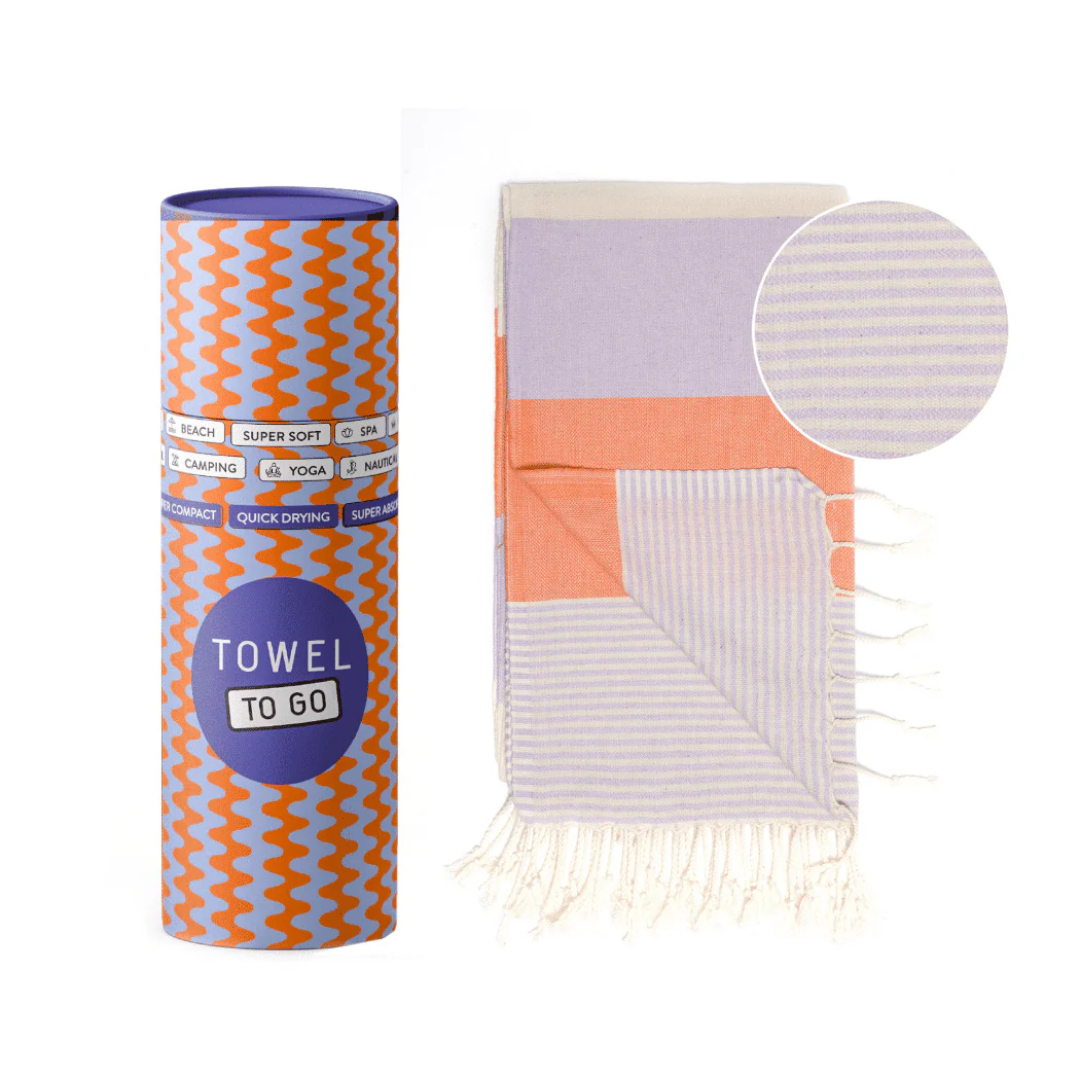 Towel to Go Beach Towel | Orange & Purple