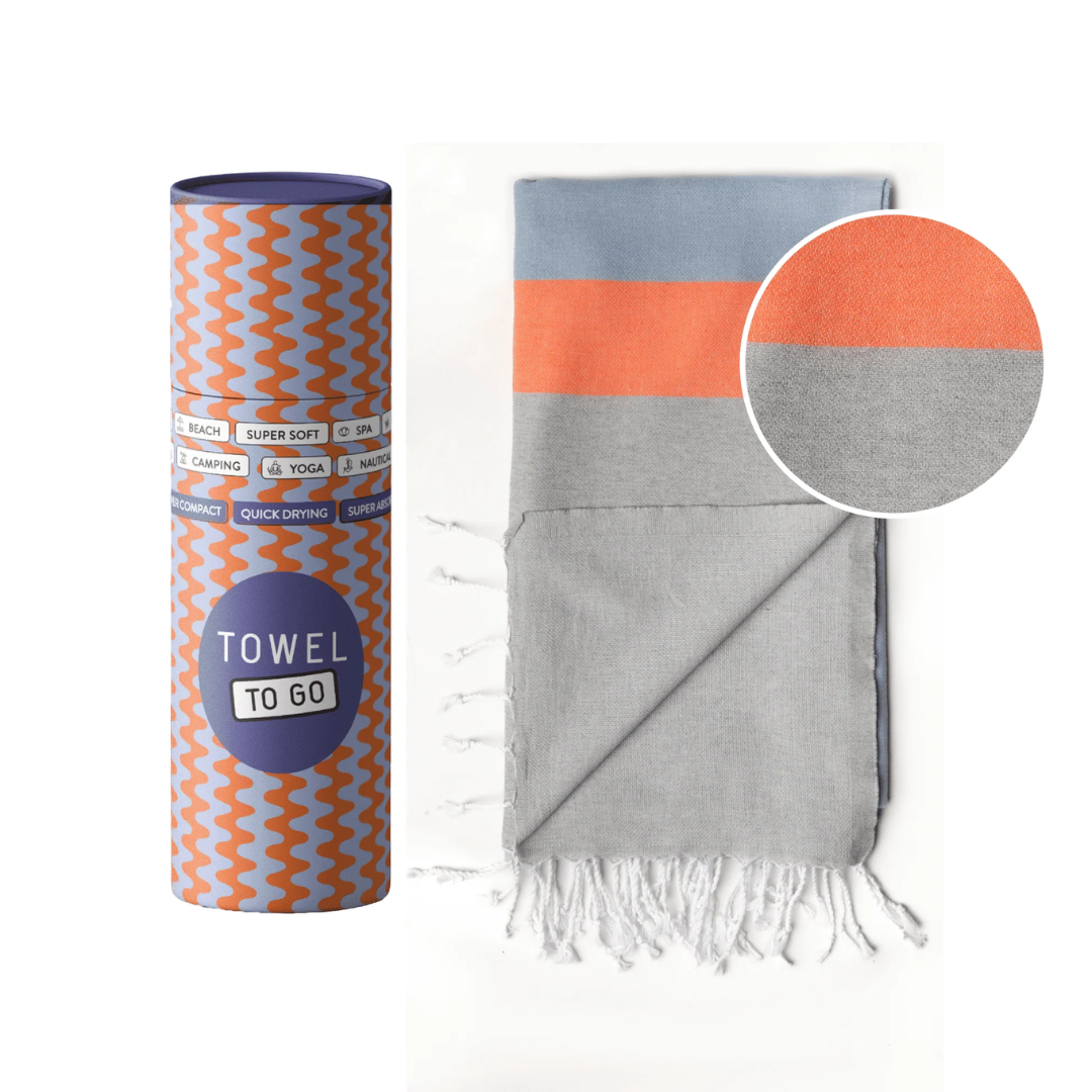 Towel to Go Beach Towel | Blue & Grey