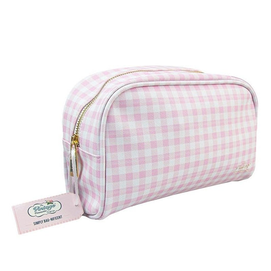 Large Makeup Bag Pink Gingham