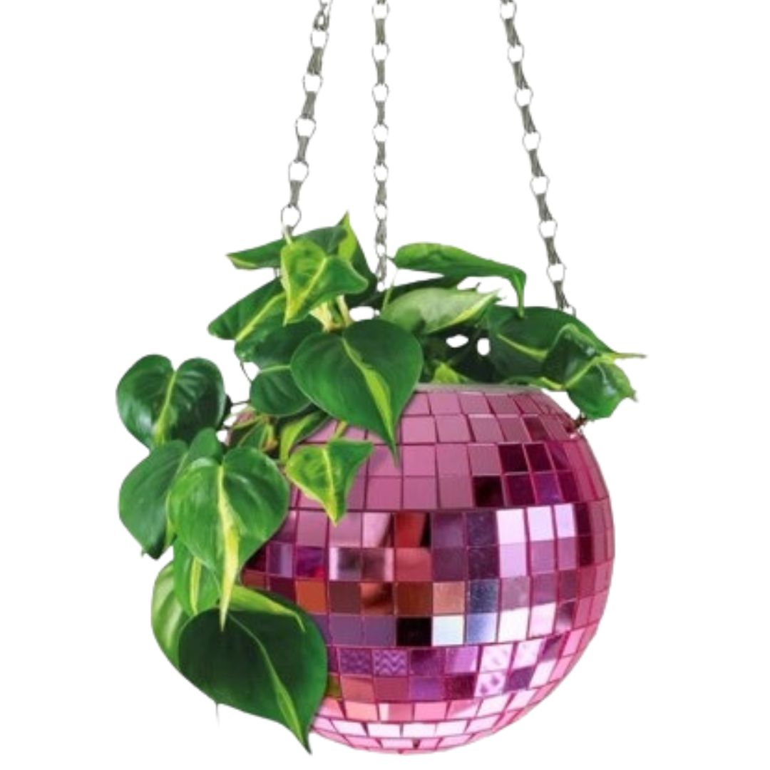 Hanging Planter Disco Ball | Pink