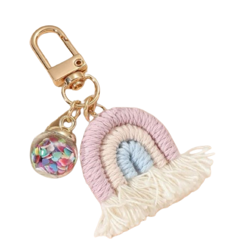 Clear Ball & Rainbow Design Bag Charm